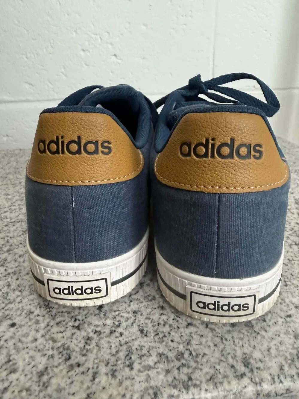 Adidas Derby Vulc Men’s 11.5 Navy Blue Canvas Sneakers White Stripes F99115
